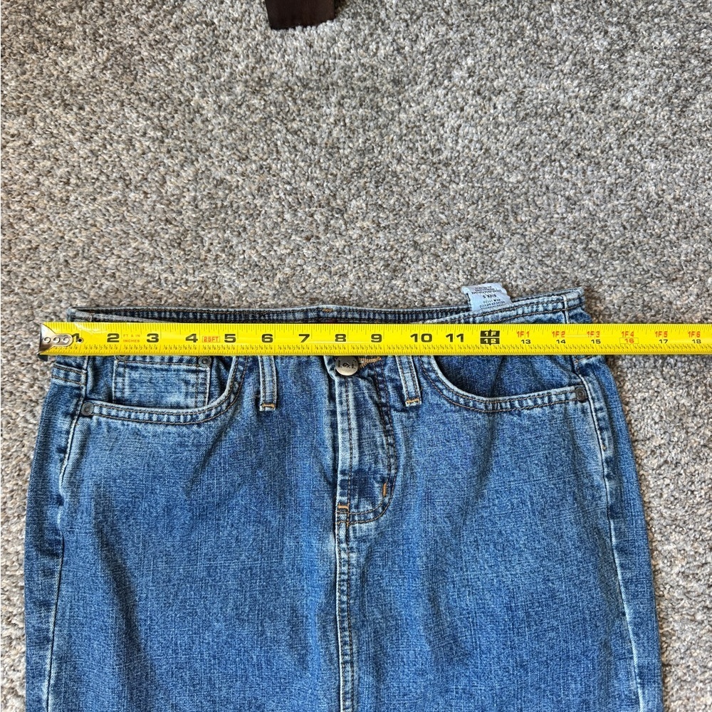 Vintage Low Rise Lei Blue Denim Maxi Skirt - Picture 4 of 8